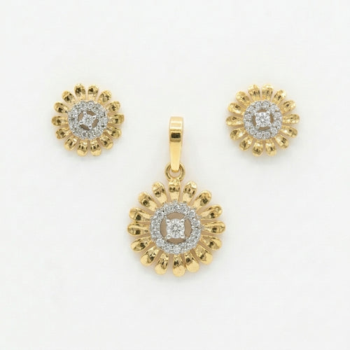 Sunflower CZ Pendant Set