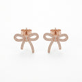 Elegant Bow CZ Rose Gold Necklace & Earrings Set