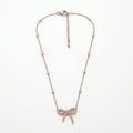Elegant Bow CZ Rose Gold Necklace & Earrings Set