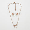 Elegant Bow CZ Rose Gold Necklace & Earrings Set