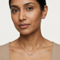 Elegant Bow CZ Rose Gold Necklace & Earrings Set
