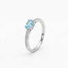 Oval Blue CZ Dual Band Silver Ring