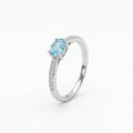Oval Blue CZ Dual Band Silver Ring