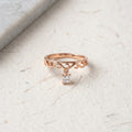 Rose Gold Dangle Charm CZ Adjustable Silver Ring