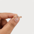 Rose Gold Dangle Charm CZ Adjustable Silver Ring