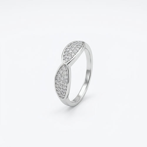 Twin Oval Pavé CZ Silver Ring