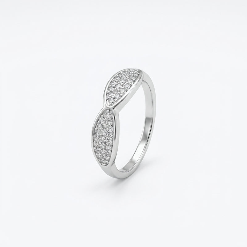 Twin Oval Pavé CZ Silver Ring
