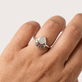 Dual Tone Teardrop CZ Silver Ring