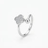 Clover Spark CZ Adjustable Silver Ring