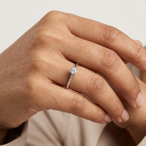 Elegant Solitaire CZ Adjustable Silver Ring