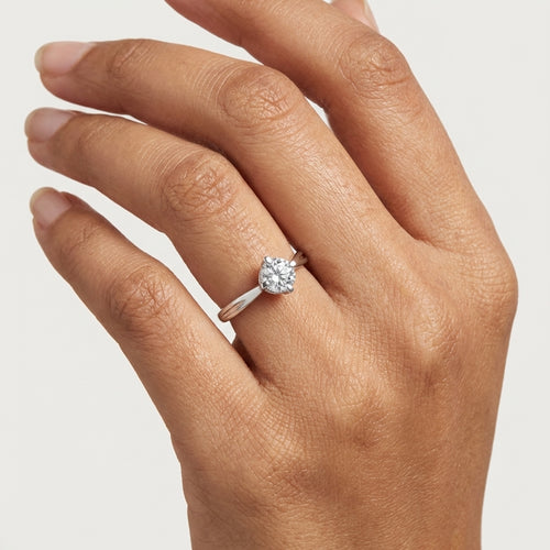 Classic Solitaire CZ Adjustable Silver Ring