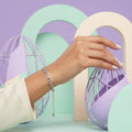 Geometric CZ Link Silver Bracelet
