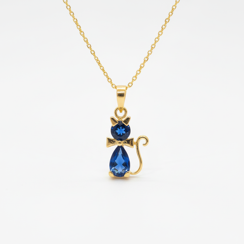Blue Cat CZ Pendant