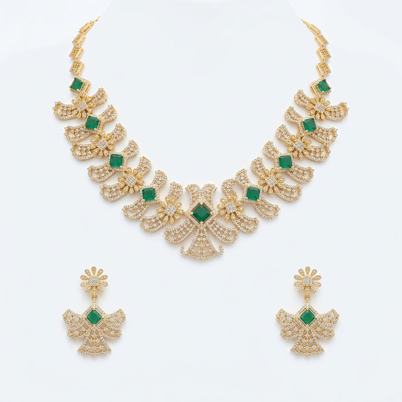 Emerald Floral Necklace Set