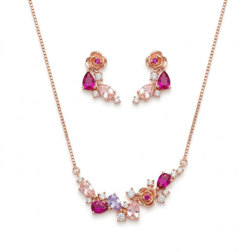 Floral Multi-Stone Necklace Set
