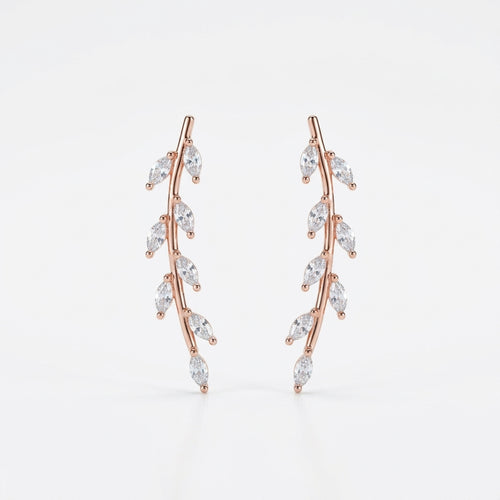 Leaf Drop Earrings - Rose Gold