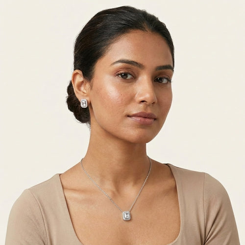 Emerald Cut Pendant Set