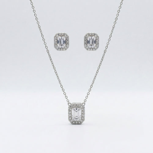Emerald Cut Pendant Set