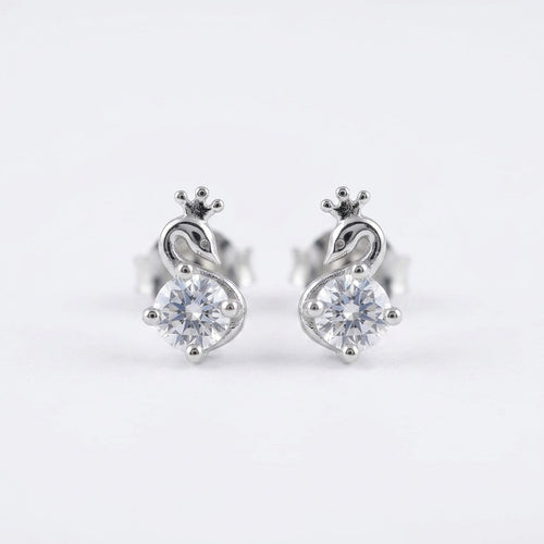Royal Swan Silver Stud Earrings