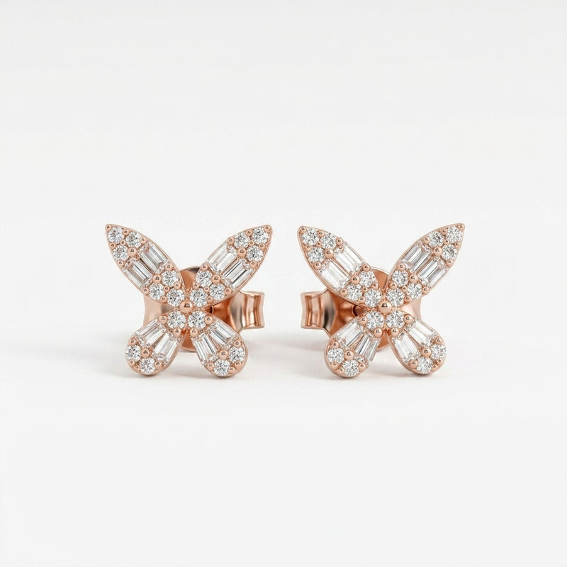 Rose Flutter Silver Stud Earrings
