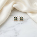 Emerald Bloom Silver Stud Earrings