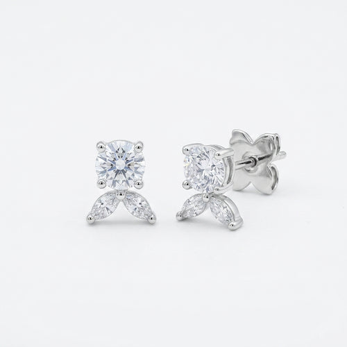 Luna Bloom Silver Stud Earrings