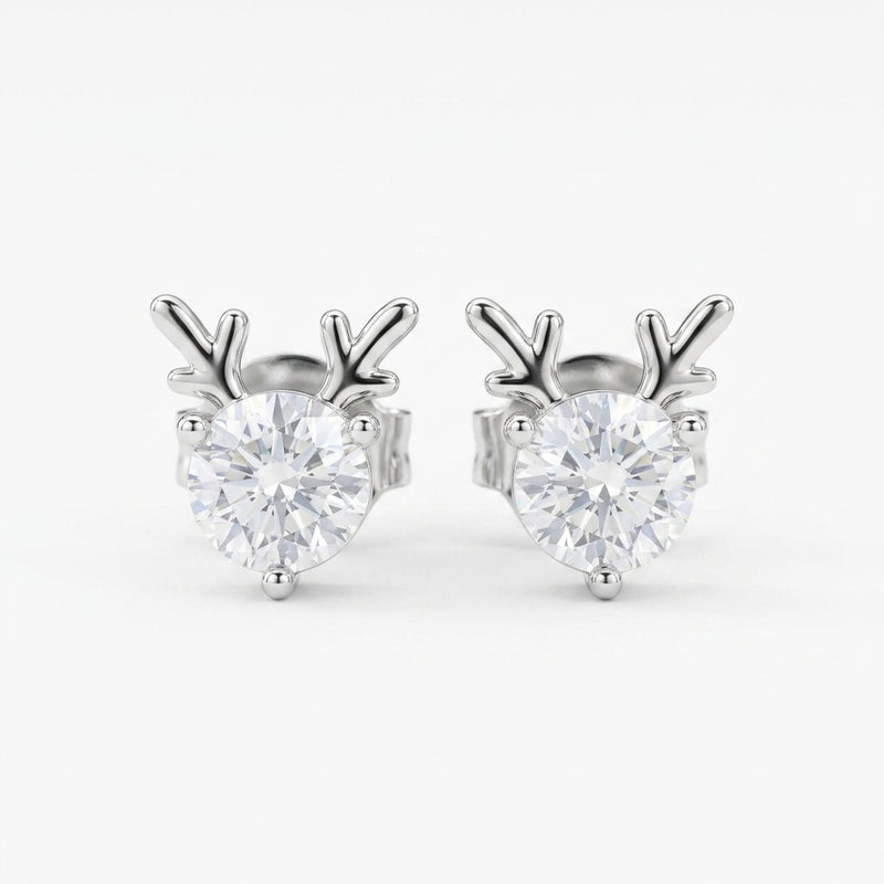 Starlight Deer Silver Stud Earrings