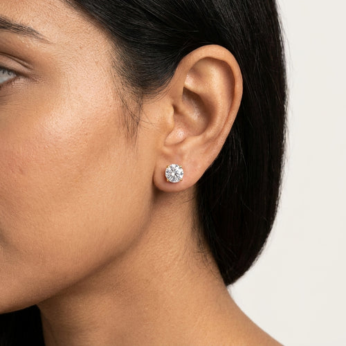 Rosé Aura Solitaire Silver Stud Earrings