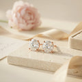 Rosé Aura Solitaire Silver Stud Earrings