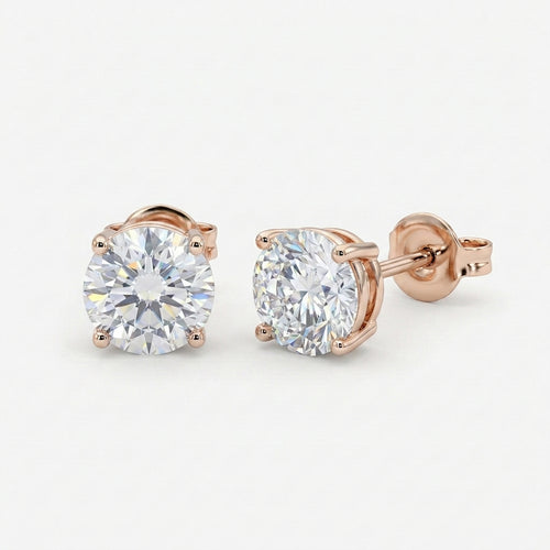 Rosé Aura Solitaire Silver Stud Earrings