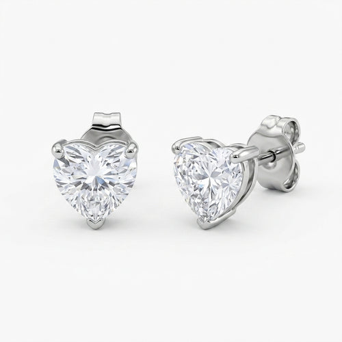HeartGlow Silver Stud Earrings