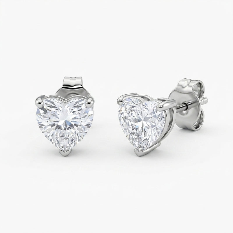 HeartGlow Silver Stud Earrings