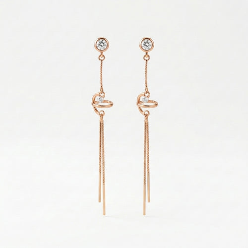 Rosé Orbit Drop Silver Earrings