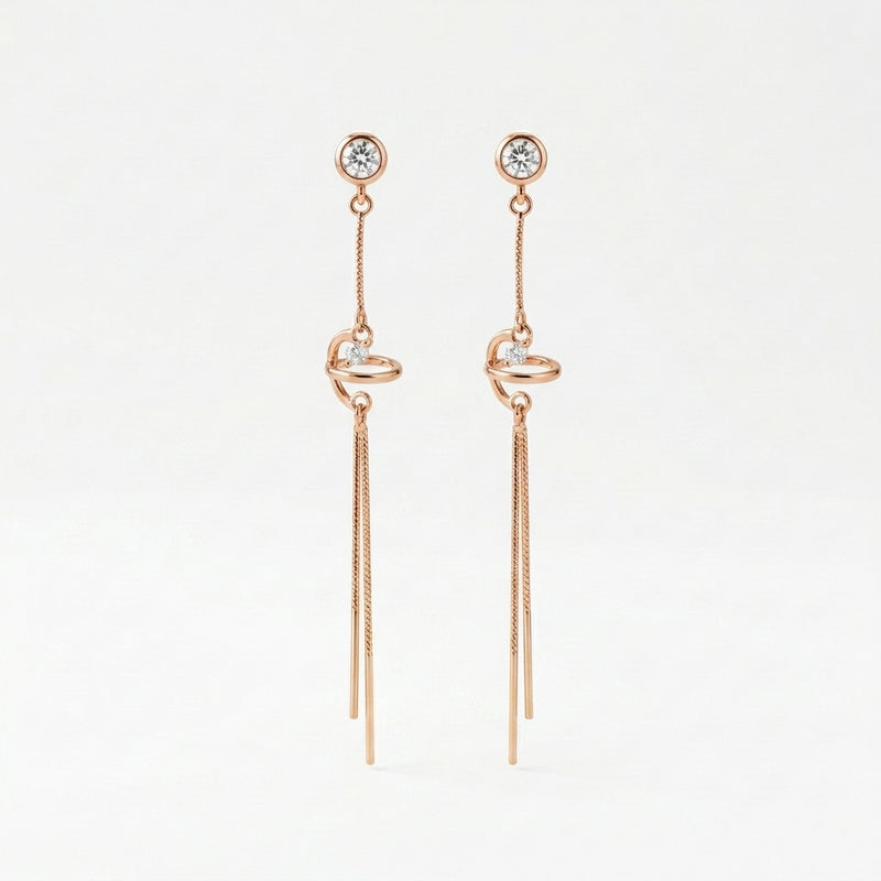 Rosé Orbit Drop Silver Earrings