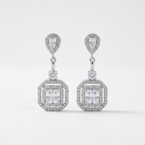 Regal Prism Drop Silver Earrings