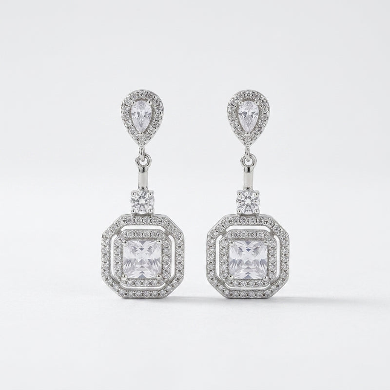 Regal Prism Drop Silver Earrings