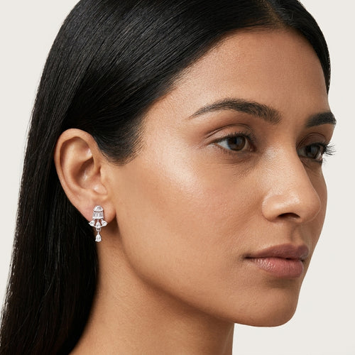 Crystal Cascade Silver Drop Earrings