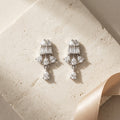 Crystal Cascade Silver Drop Earrings