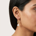 Golden Bloom Pearl Drop Silver Earrings