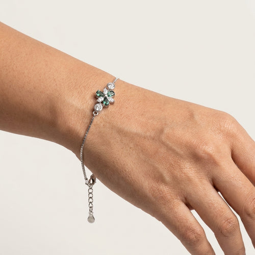 Emerald Blossom Silver Bracelet