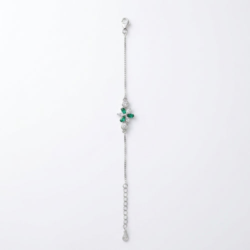 Emerald Blossom Silver Bracelet
