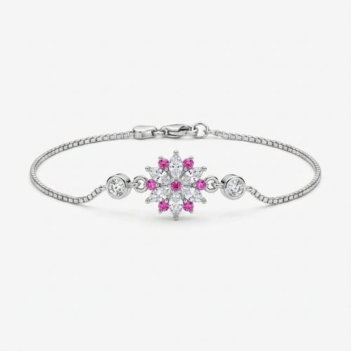 Pink Blossom Silver Bracelet