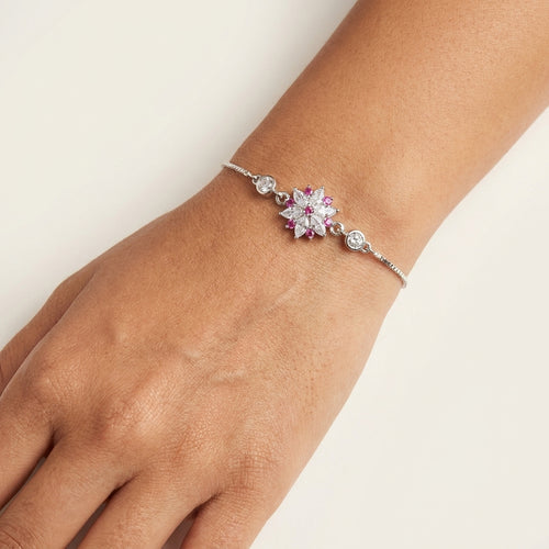 Pink Blossom Silver Bracelet