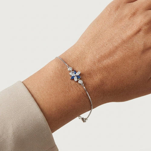 Sapphire Bloom Silver Bracelet