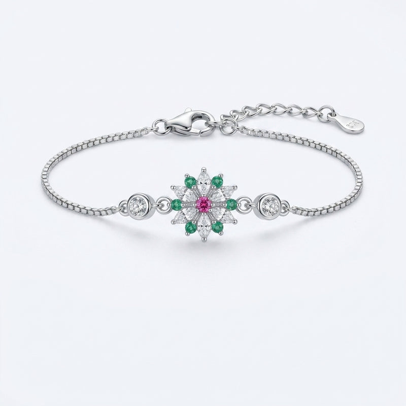Emerald Blossom Silver Bracelet