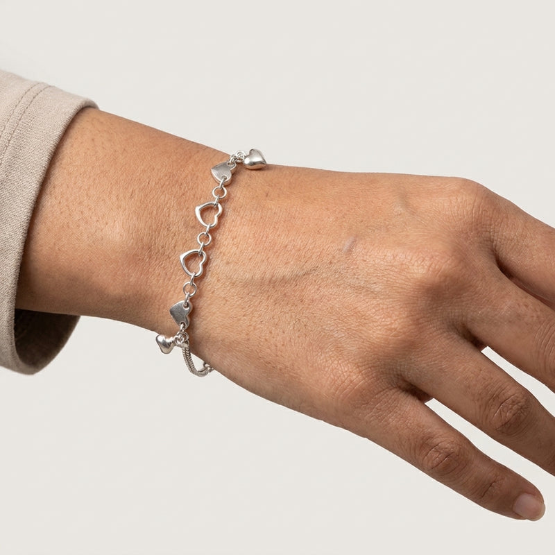 Linked Hearts Silver Bracelet