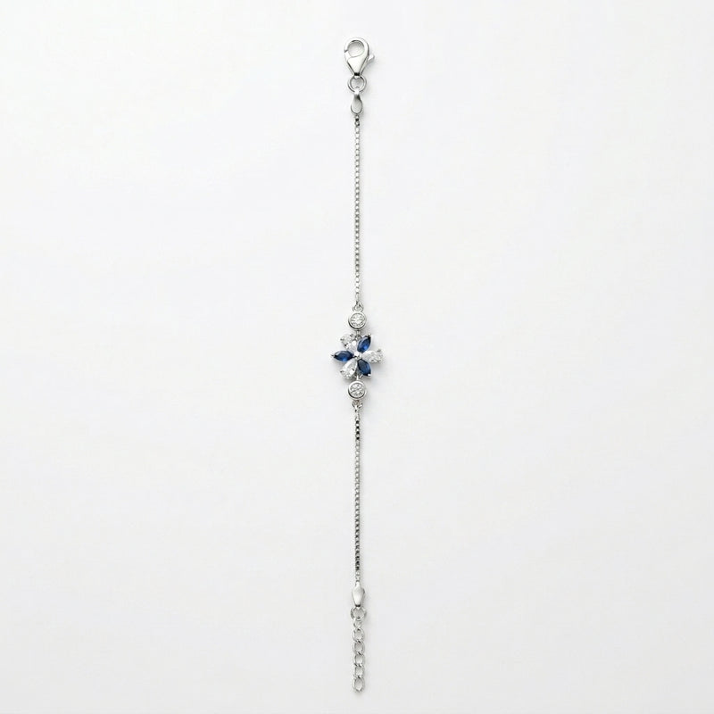 Sapphire Bloom Silver Bracelet
