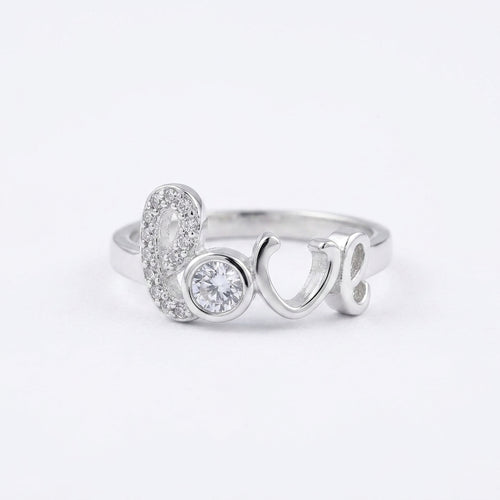 Amora Script Silver Ring