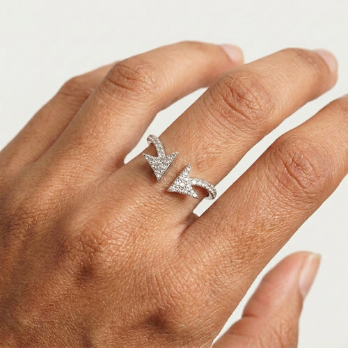 Arrow Adjustable Silver Ring